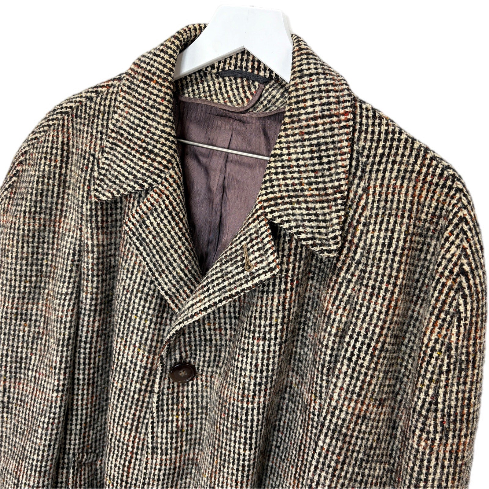 Vintage Wool Tweed Overcoat Made in Ireland - Men's Size XL