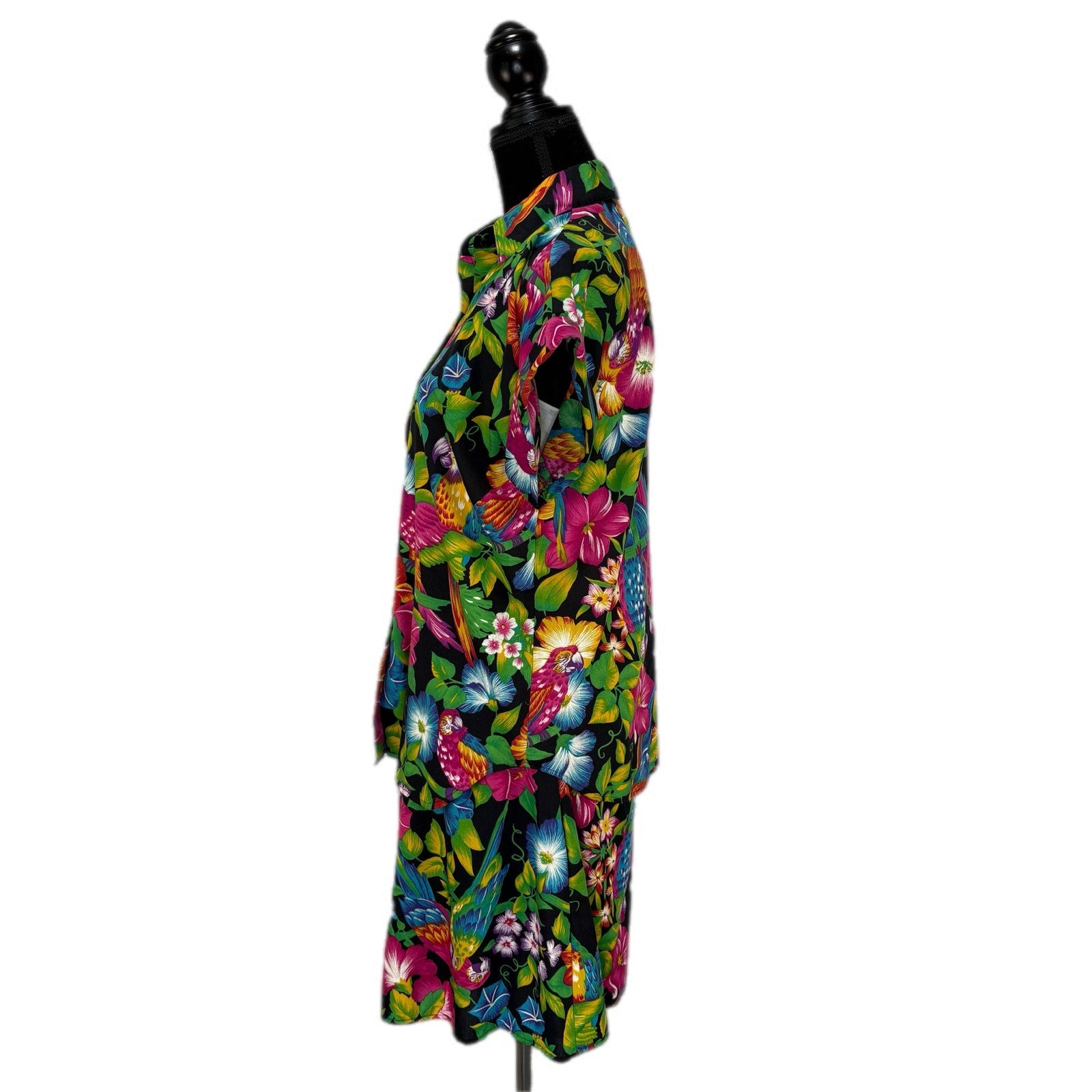 Vintage Floral Hawaiian Print 2 Piece Short Set - Women's Size 12/14