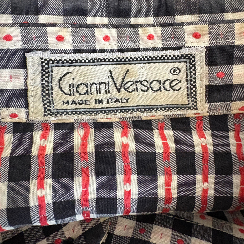 Vintage 80's Rare Gianni Versace Checkered Plaid Button Front Shirt - Men's M