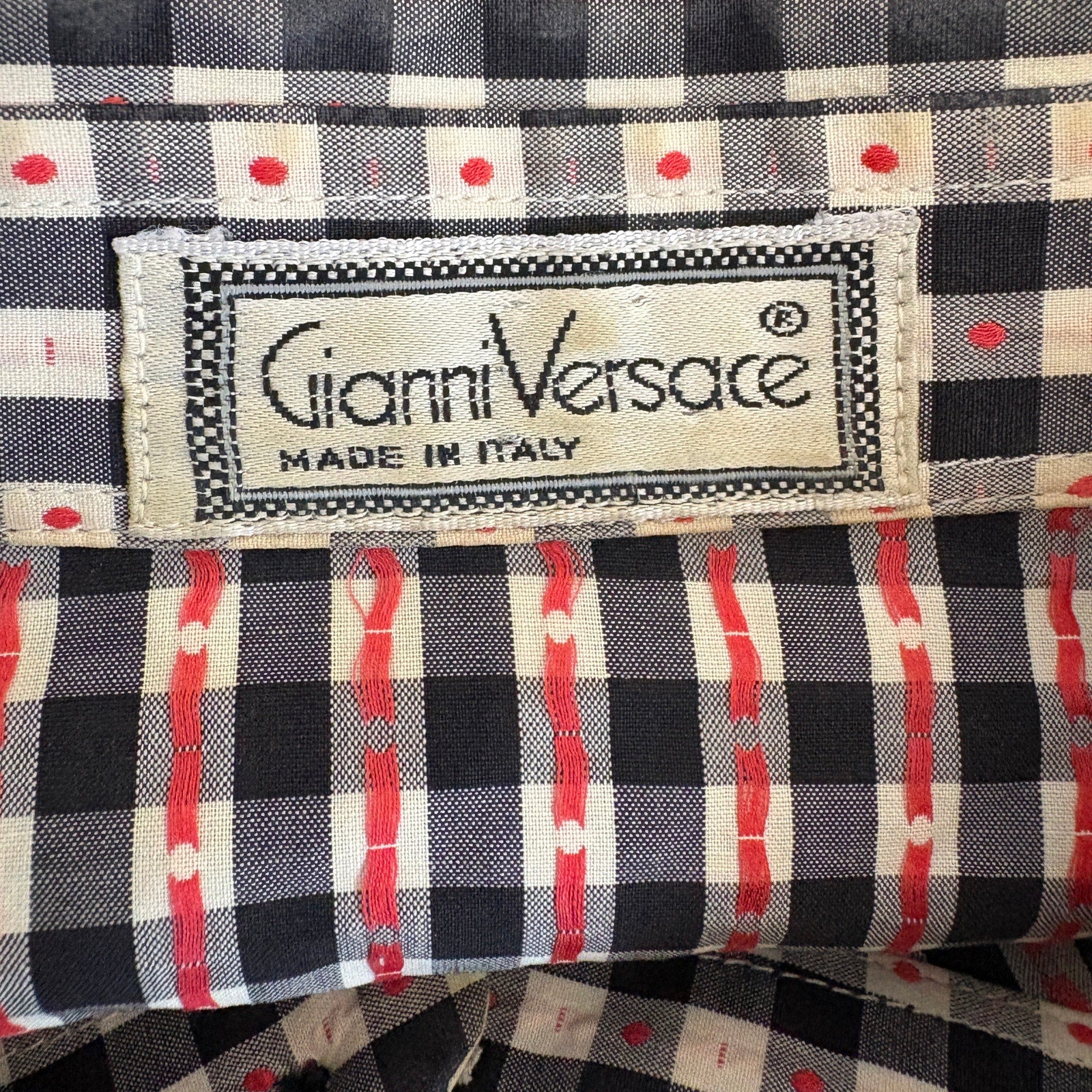Vintage 80's Rare Gianni Versace Checkered Plaid Button Front Shirt - Men's M