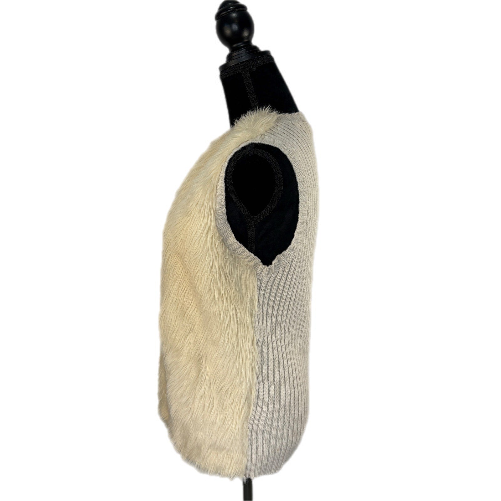 Faux Fur Open Front Sweater Vest - Women's Size XL