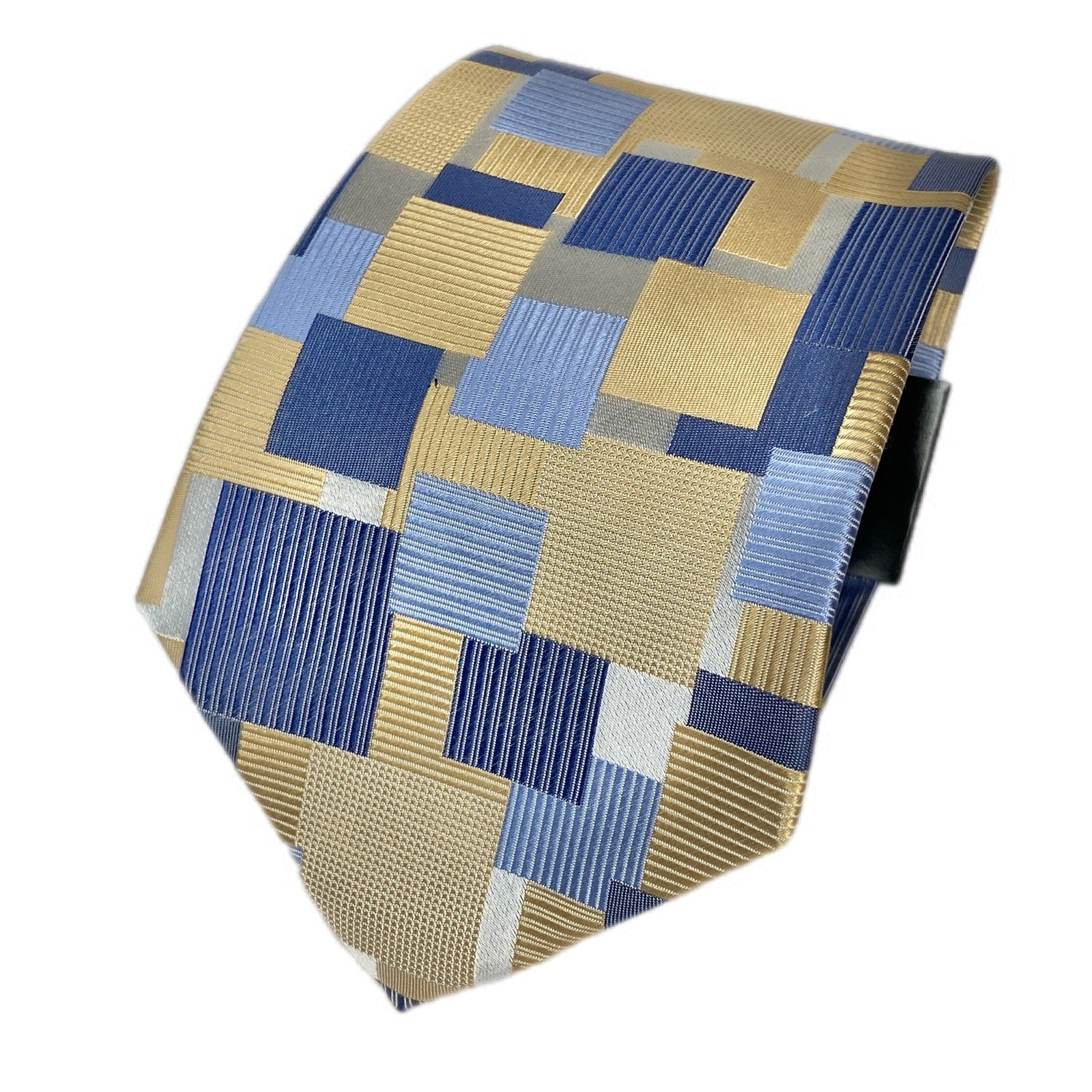 VanHeusen Yellow Blue Square Pattern Men's Tie NWT