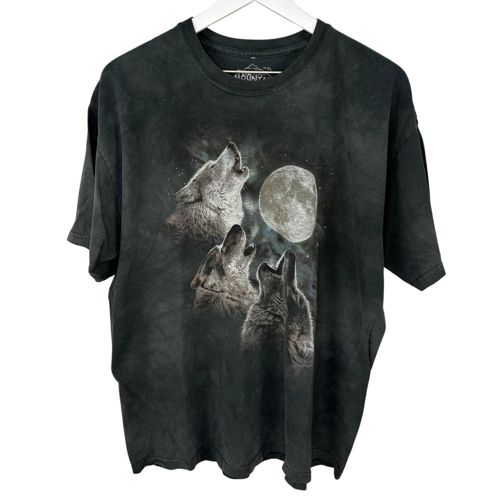 The Mountain Faded Dark Green Full Moon Howling Wolves T Shirt - Men's Size XL