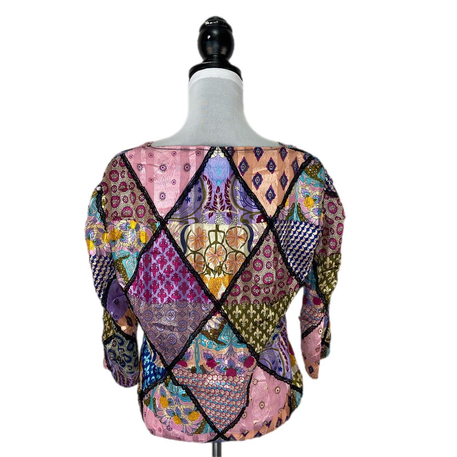 Alberto Makali Mixed Pattern Textured Sheer Top - Women's Size S