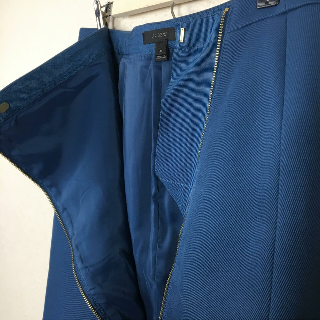 J. Crew Teal Office Wear Pencil Skirt Zipper Detail - Women's 4