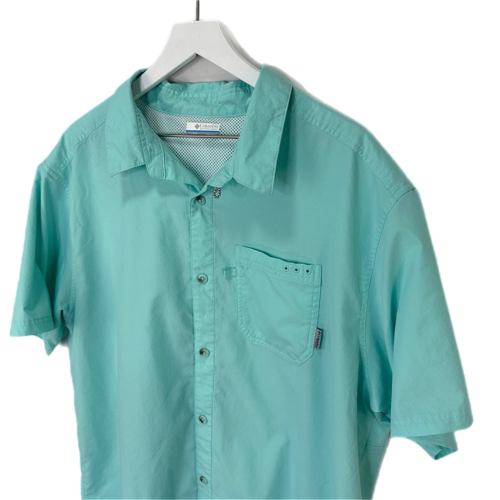 Columbia PFG Sea Green Short Sleeve Button Up Shirt - Men's Size XXL