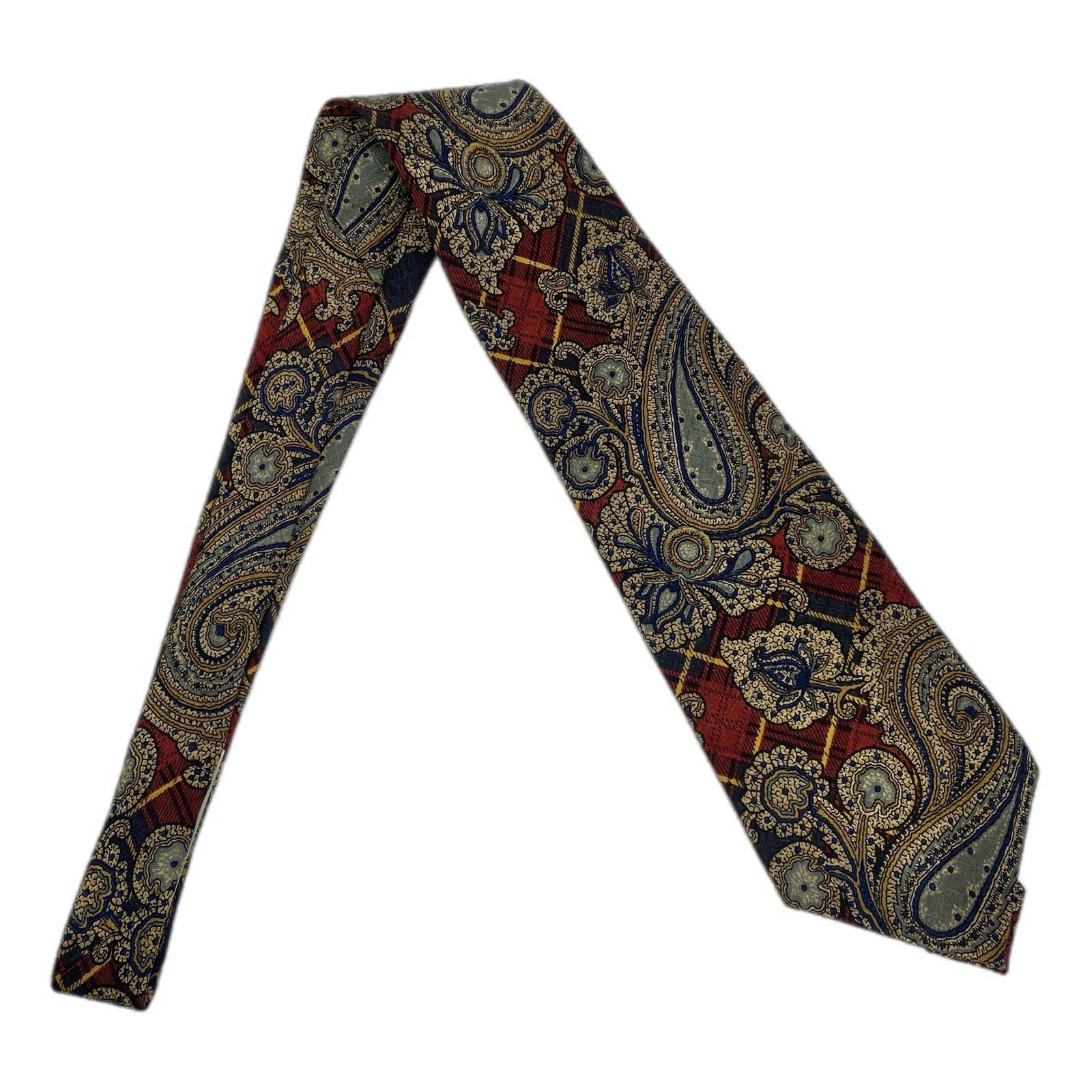 Vintage Burberrys of London Silk Plaid Paisley Men's Tie