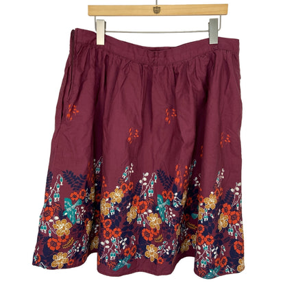 Modcloth Purple Floral A Line Skirt - Women's Size 1X