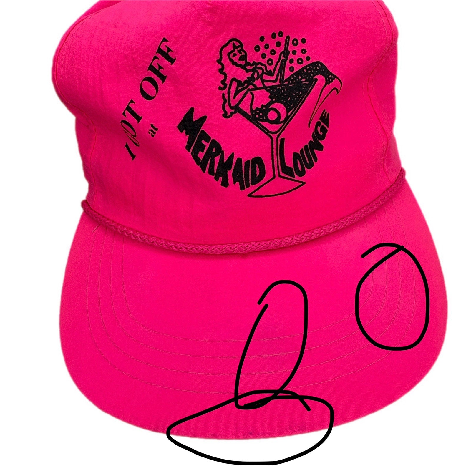 Vintage Hot Pink Nylon I Got Off at Mermaid Lounge Snapback Trucker Hat