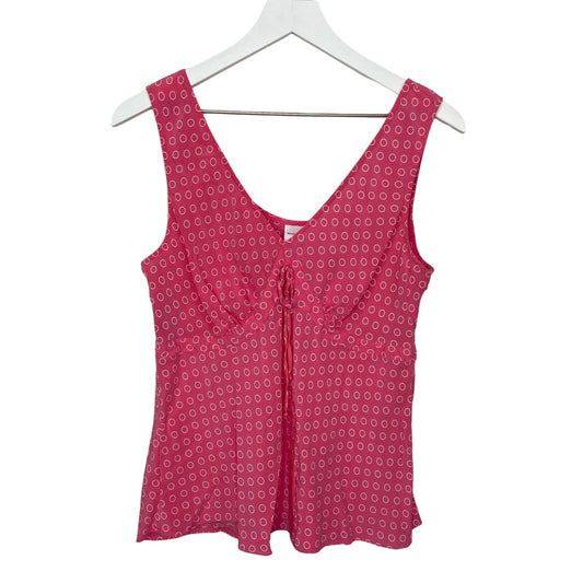 Y2K Pink Silk Circle Pattern Sleeveless Tank Top - Women's Size XL