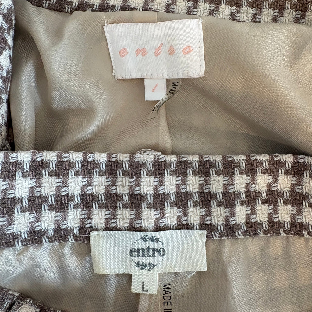 Entro Matching Houndstooth Shorts and Blazer Set - Women's Size L