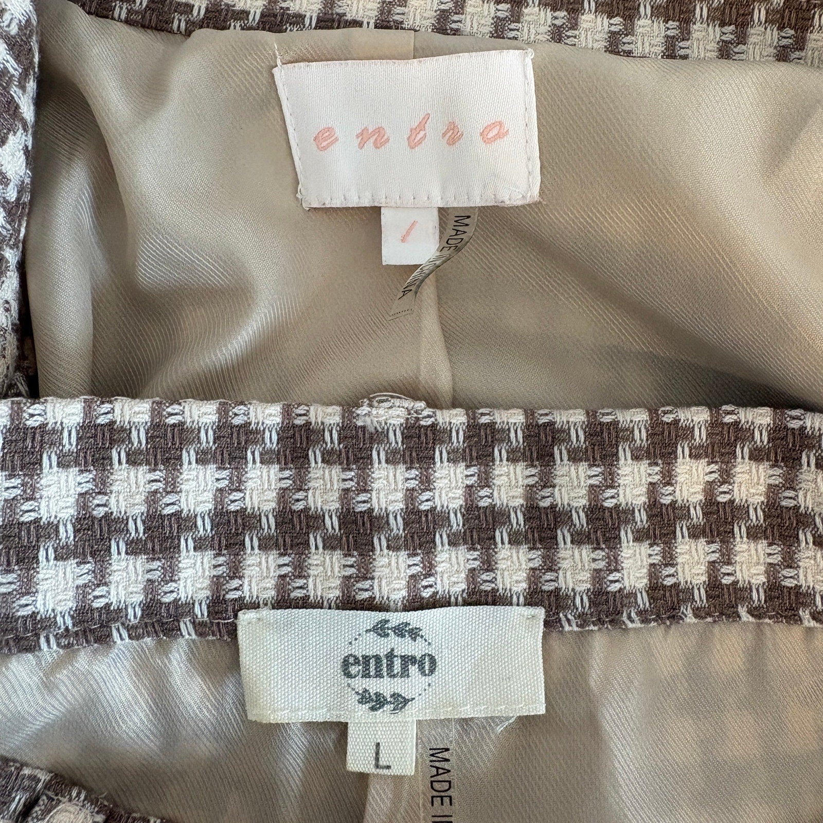 Entro Matching Houndstooth Shorts and Blazer Set - Women's Size L