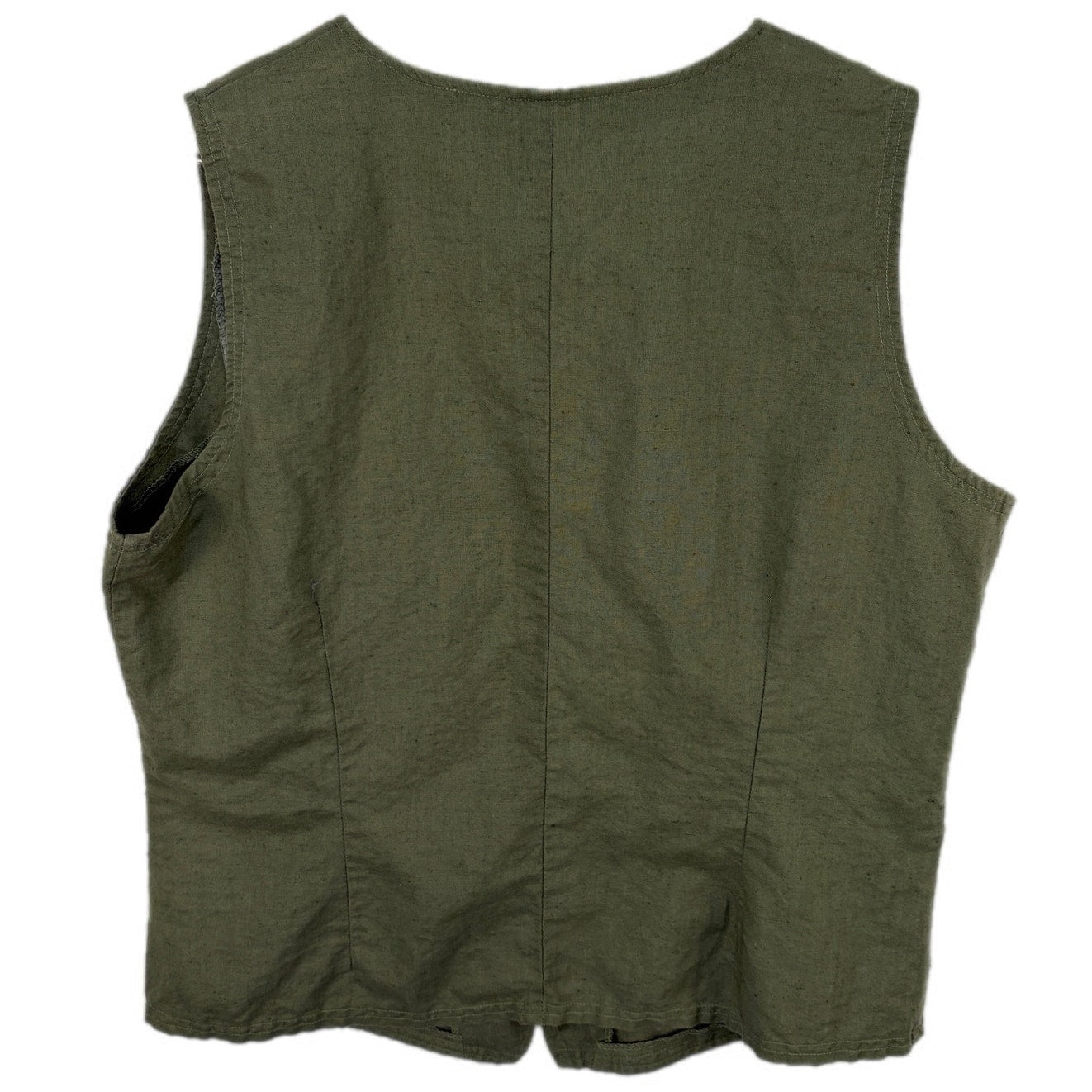Vintage Green Linen Vest - Women's Size L