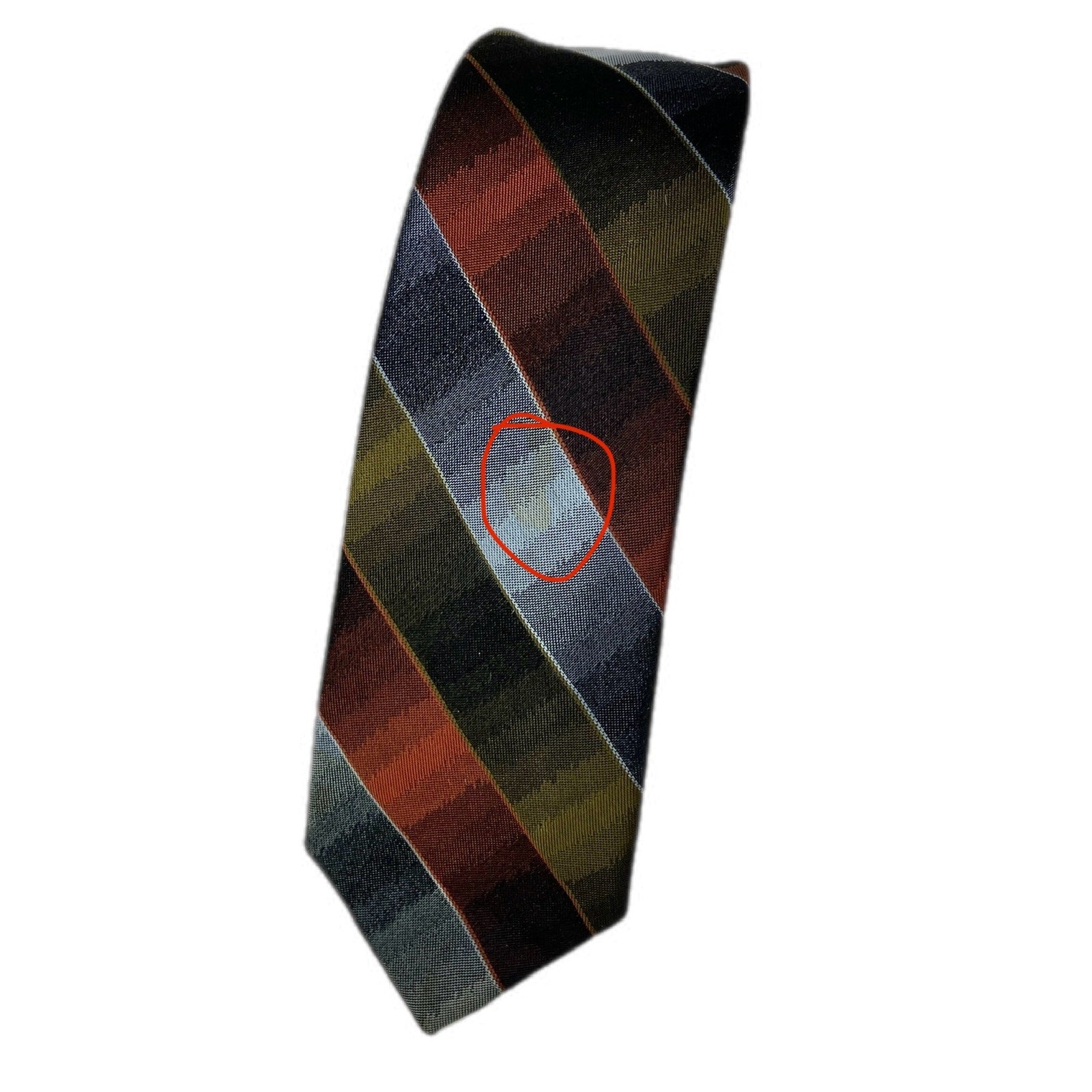 Vintage Multi Color Diagonal Stripe All Silk Men's Skinny Tie