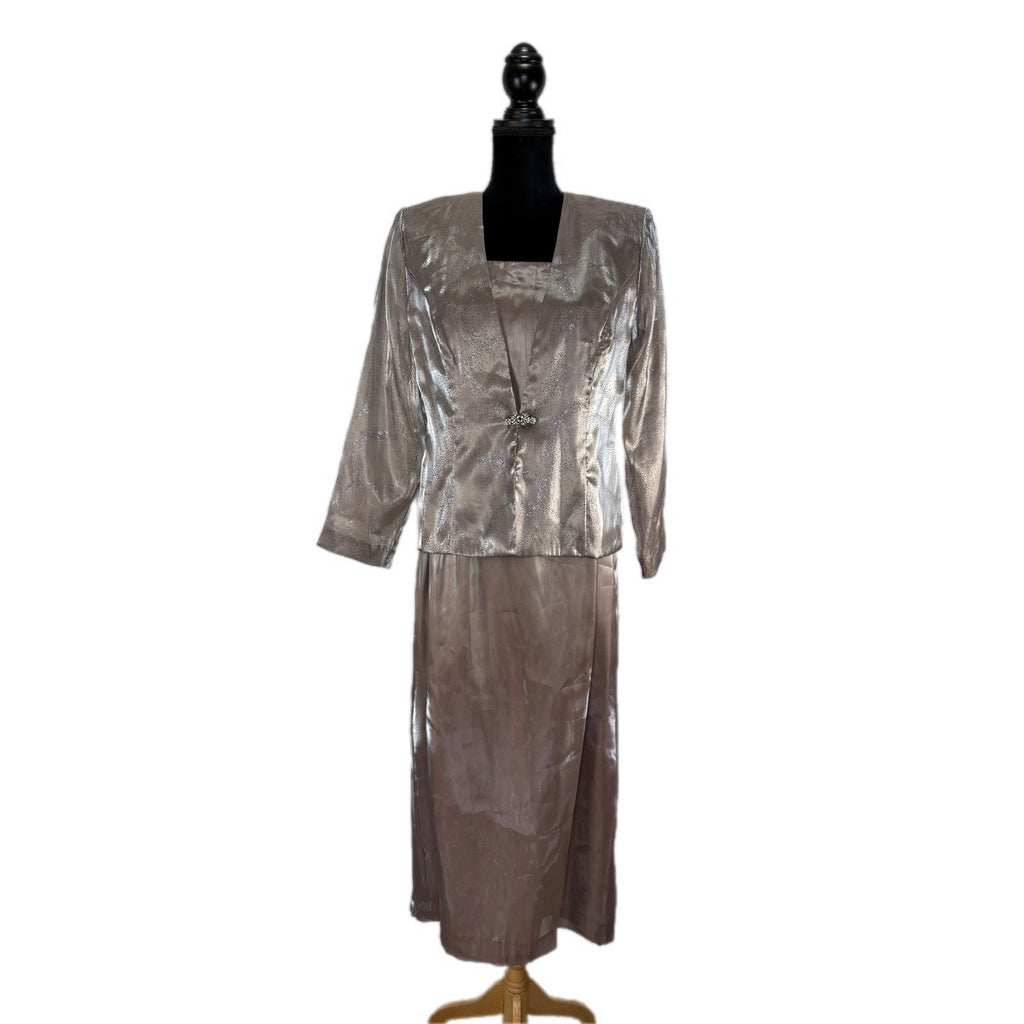 R&M Richards Bronze Iridescent Long Formal Mother of the Bride Dress - Size 12P
