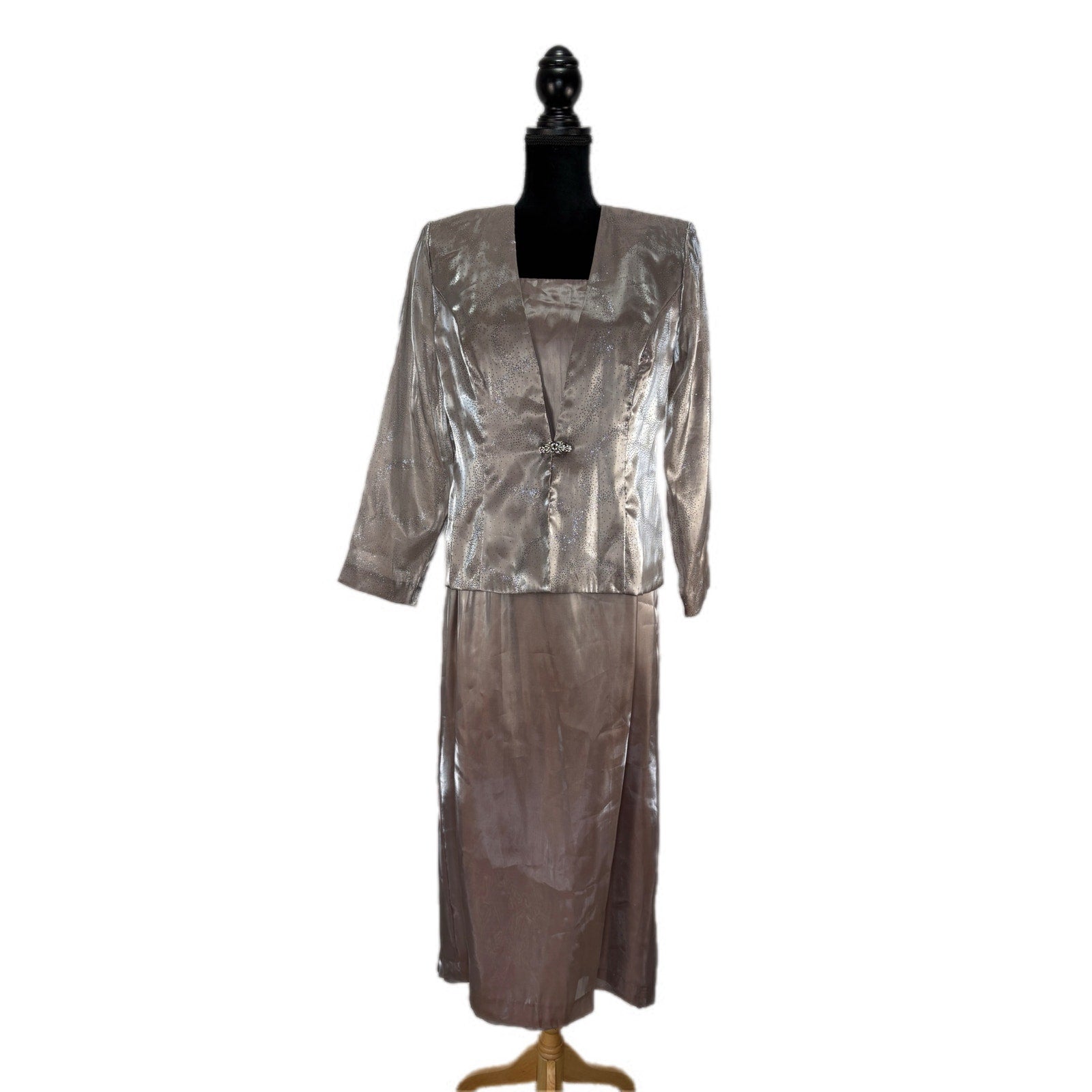 R&M Richards Bronze Iridescent Long Formal Mother of the Bride Dress - Size 12P