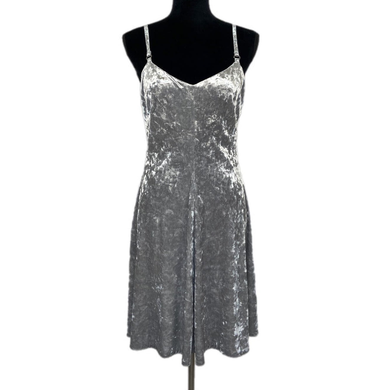 Calvin Klein Silver Crushed Velvet Short Slip Dress - Women's Size 6