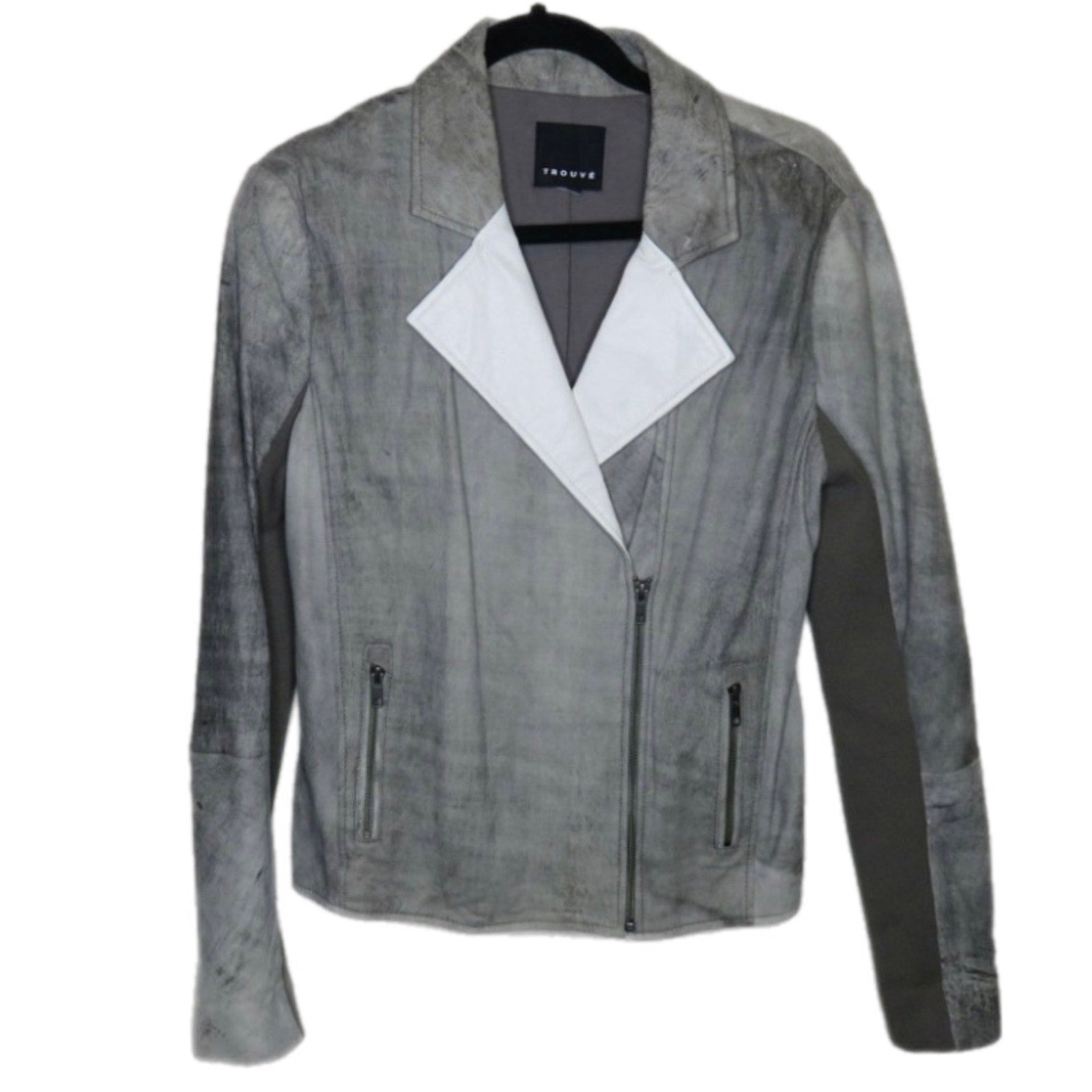 Trouve Gray Genuine Leather Jacket - Women's Size Small