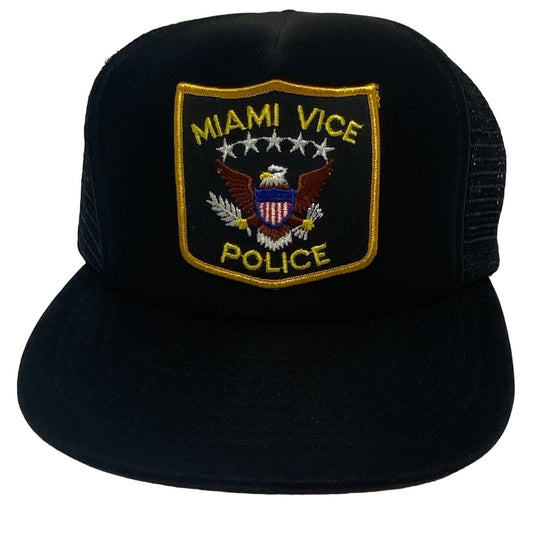 Vintage Miami Vice Police Embroidered Patch Snapback Trucker Hat