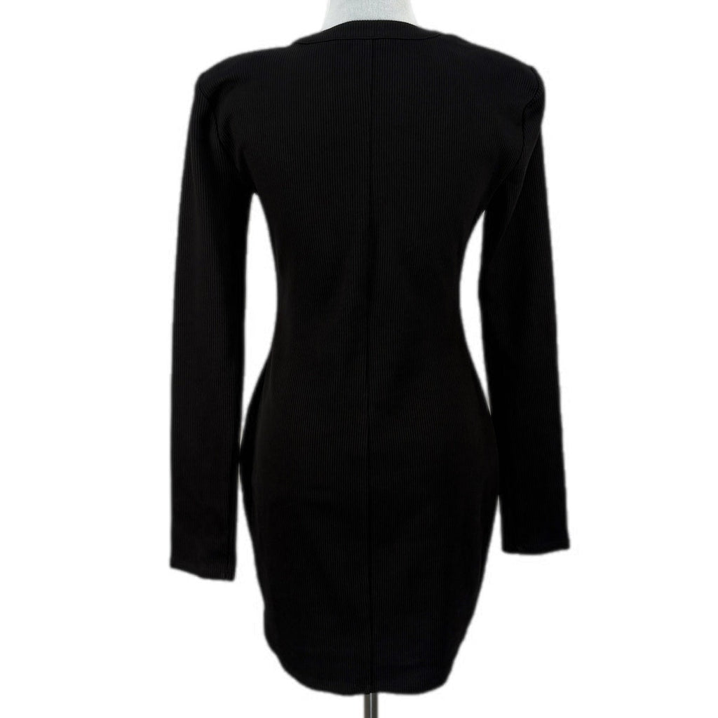 Lovers + Friends Black Ribbed Long Sleeve Bodycon Dress - Women's Size M
