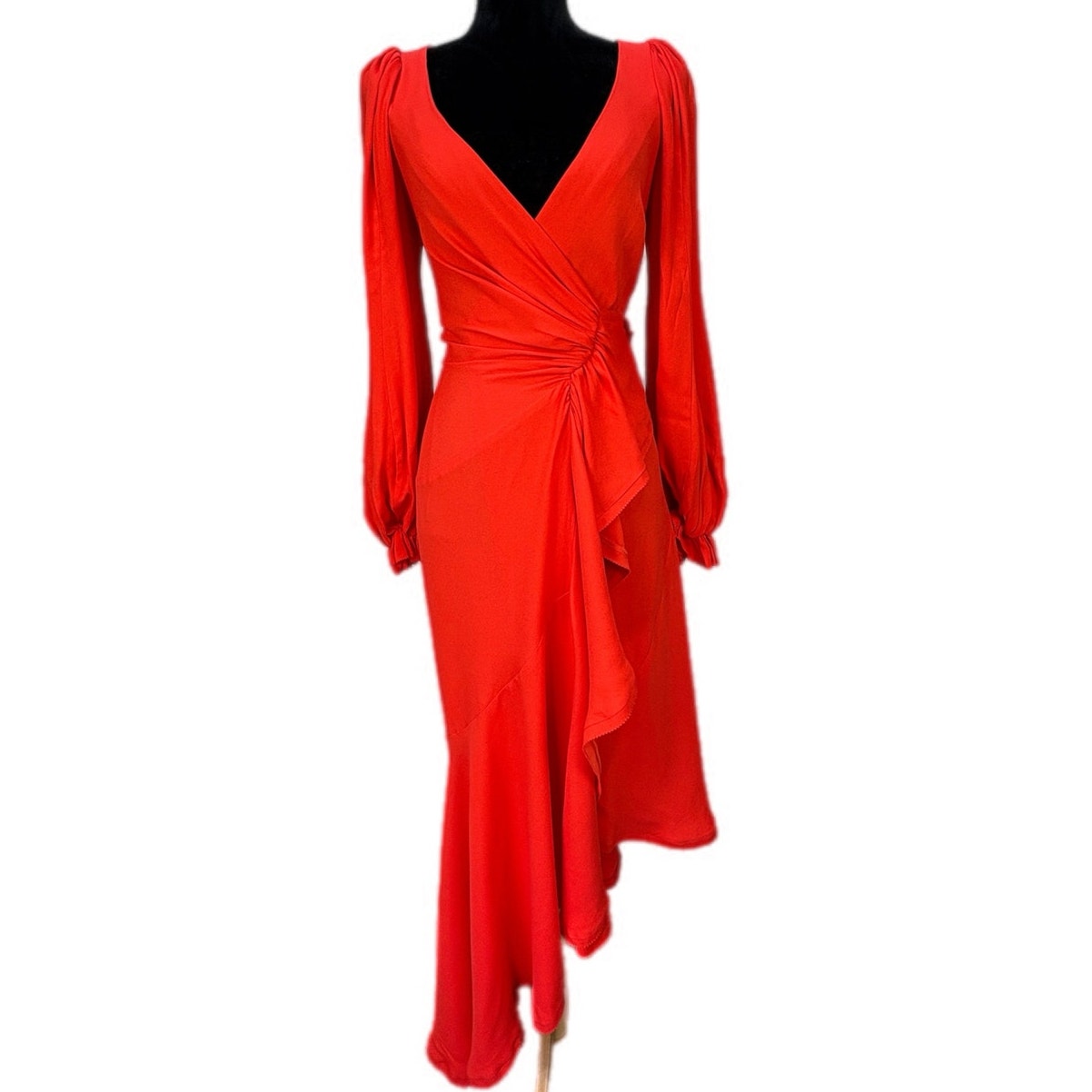 Maria Lucia Hohan Red Ruffle Wrap Dress - Women's Size 2