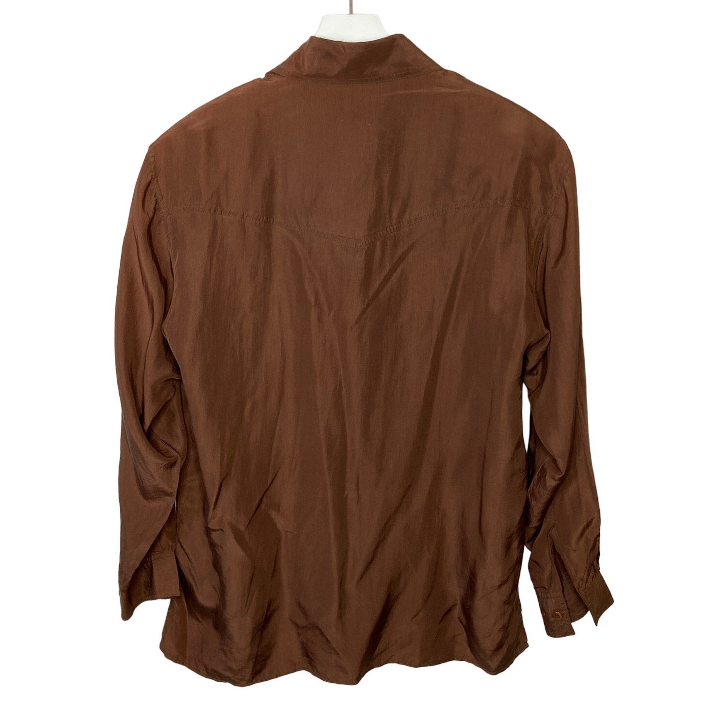 Vintage Silk Hand Decorated Leaves Western Shirt - Women's Size M