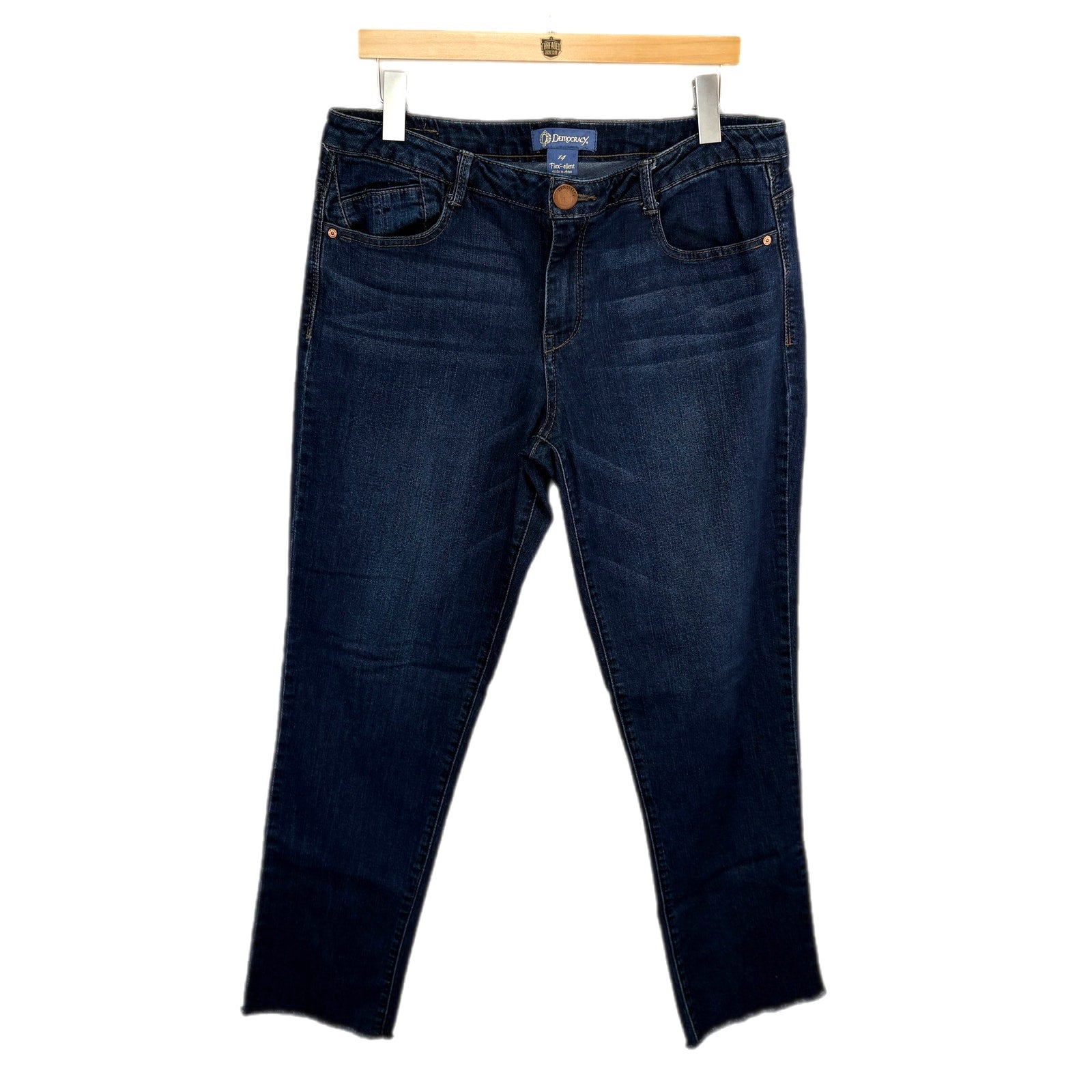 Democracy Flex-ellent Raw Hem Dark Wash Jeans - Women's Size 14