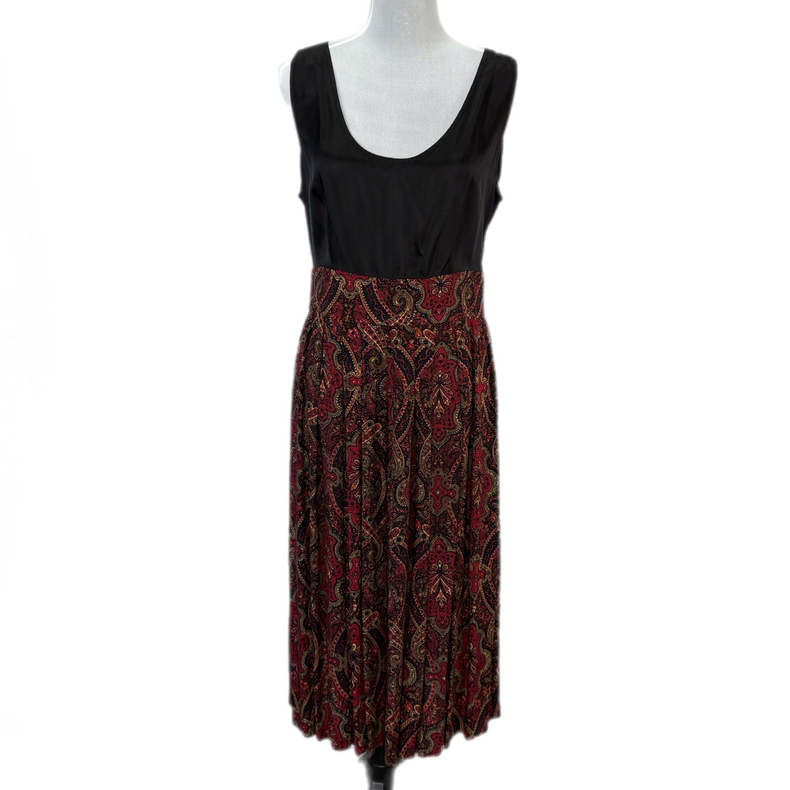 Vintage Dark Heritage Paisley Quilted Jacket and Matching Dress - Women's 14