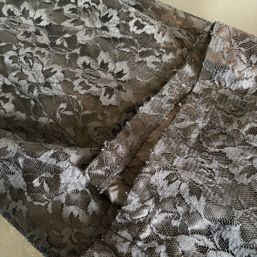 Vintage Black Lace Slip Dress Made in USA - Women's Size 10/12