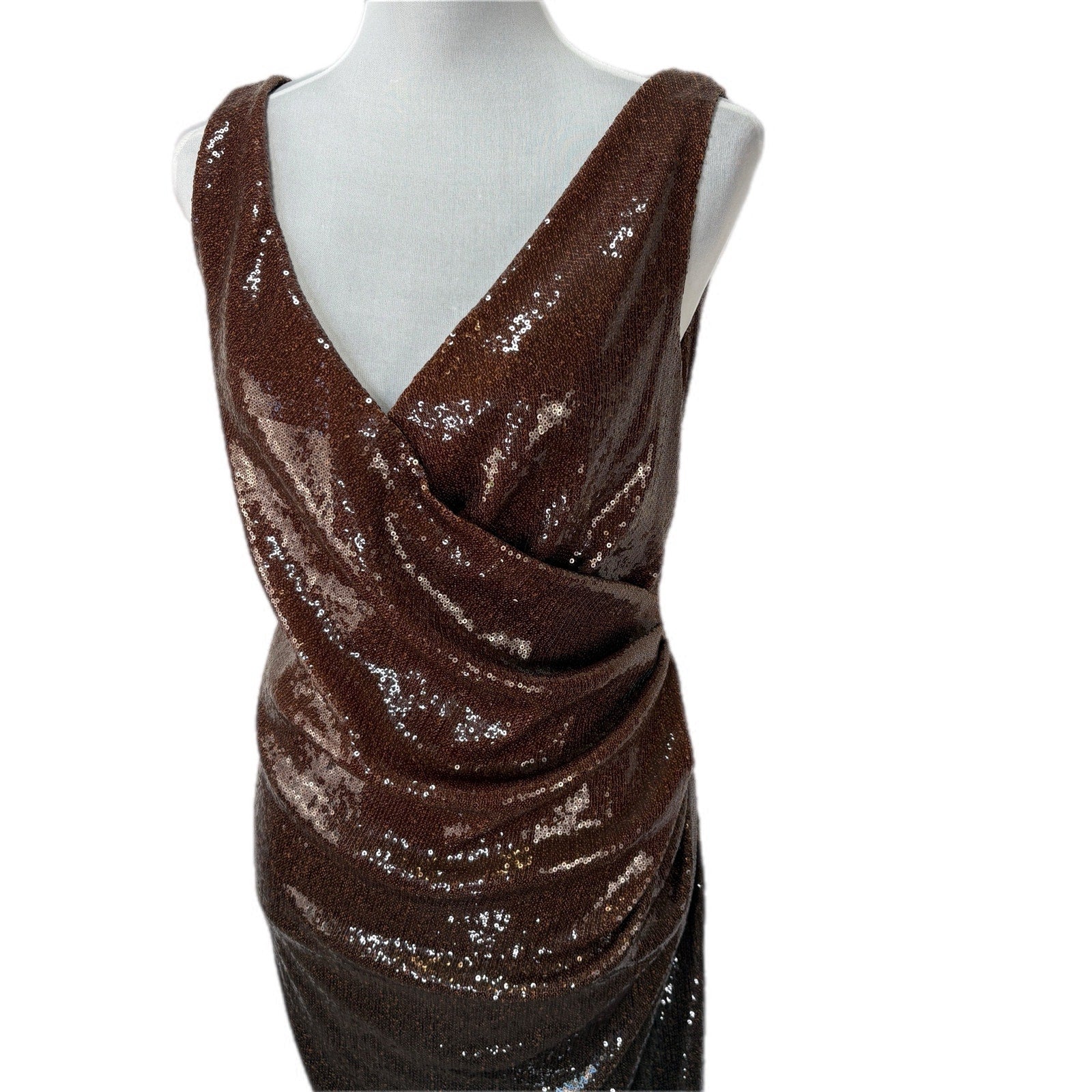 Donna Karan Brown Ombre Sequin Dress - Women's Size 10