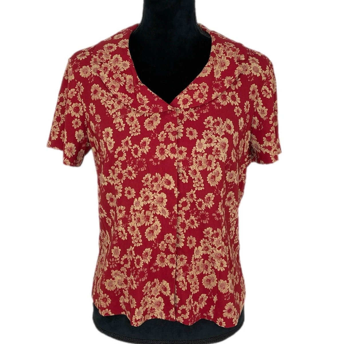 Vintage Floral Peter Pan Collar Short Sleeve Blouse NWT - Women's Size PM