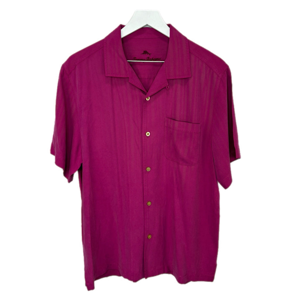 Tommy Bahama Fuchsia Pink Silk Short Sleeve Shirt - Men's Size M