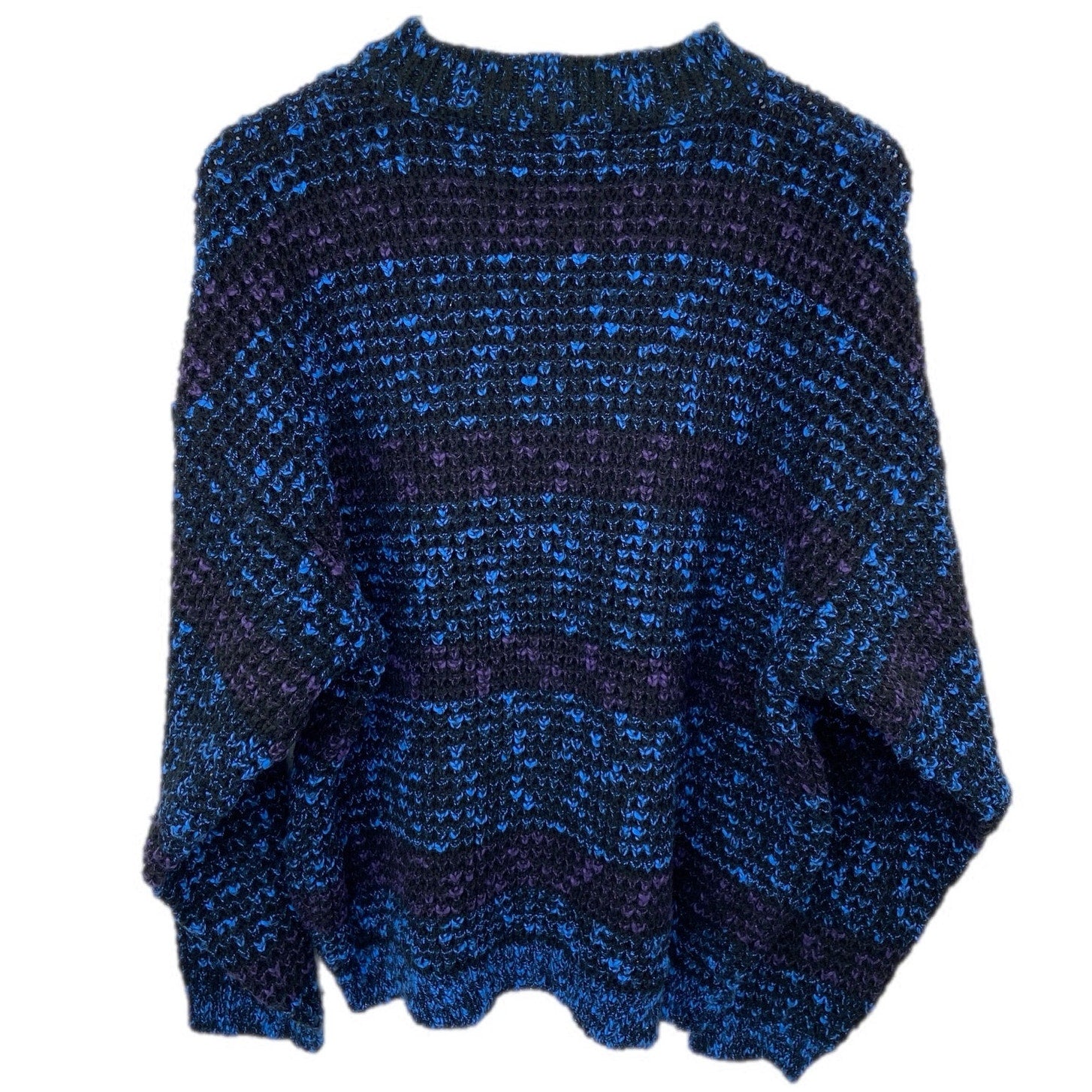 Vintage Horizontal Blue Block Stripe Grandpa Sweater - Men's Size M