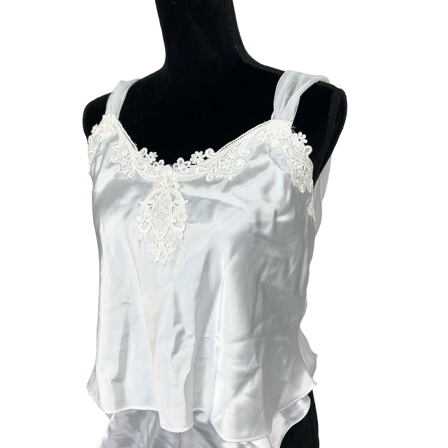 American Vintage NWT White Silky 2 pc Lingerie Set - Women's Size L