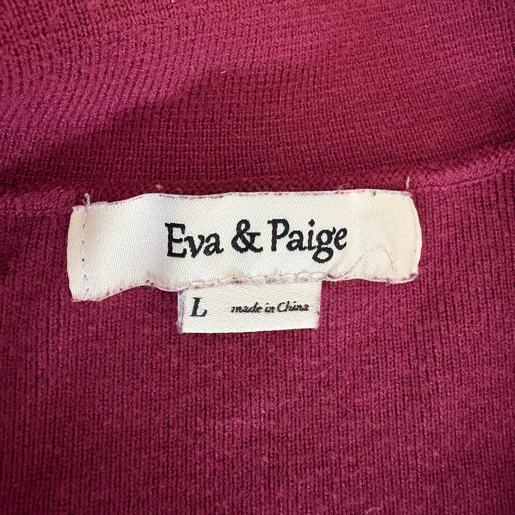 Eva & Paige Burgundy Knit Double Breasted Gold Button Top - Women's Size L