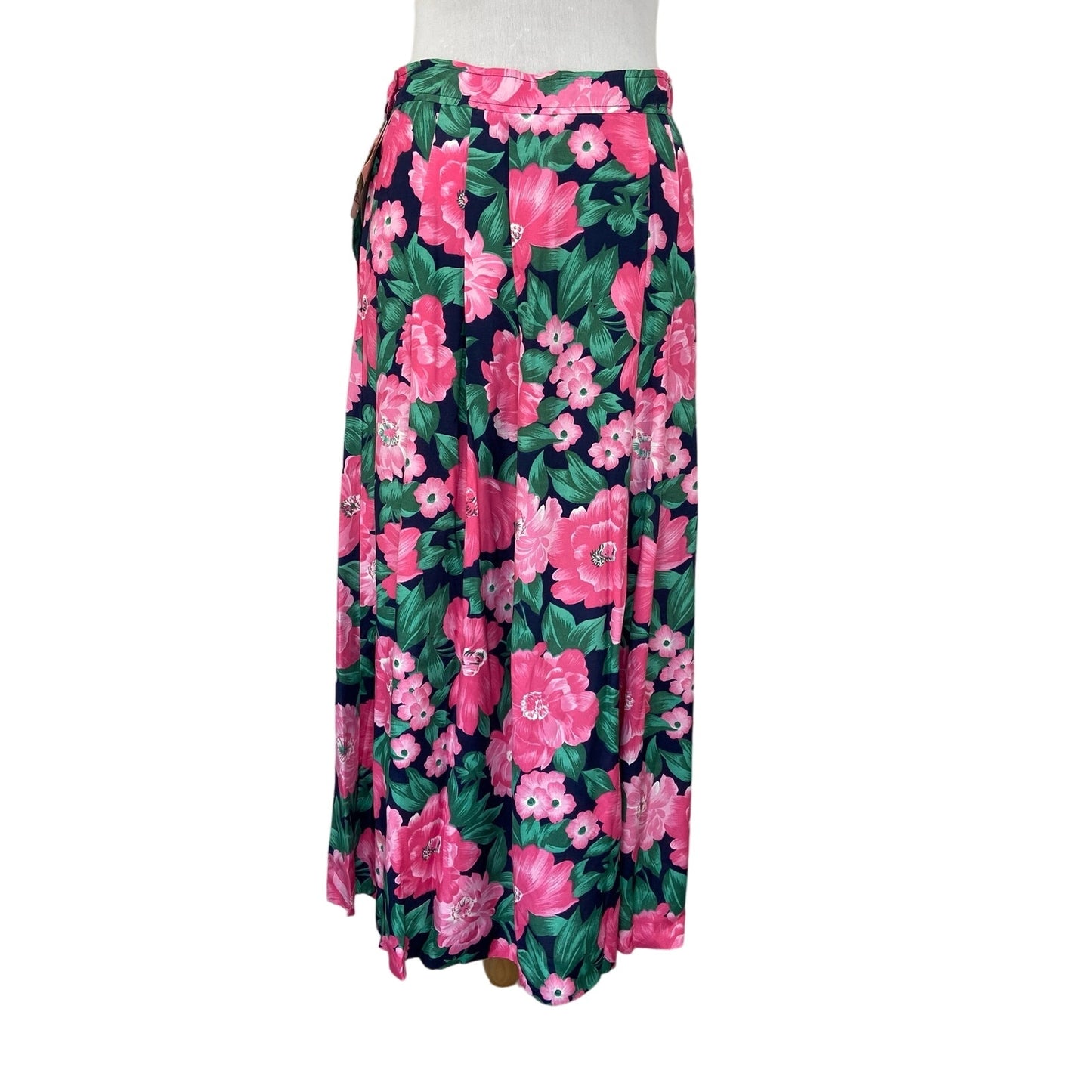 American Vintage Bright Pink Floral Pattern Midi Skirt - Women's Size 12