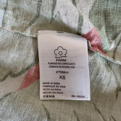 Farm Rio for Anthropologie Linen Blend Tropical Print Button Up - Women's XS