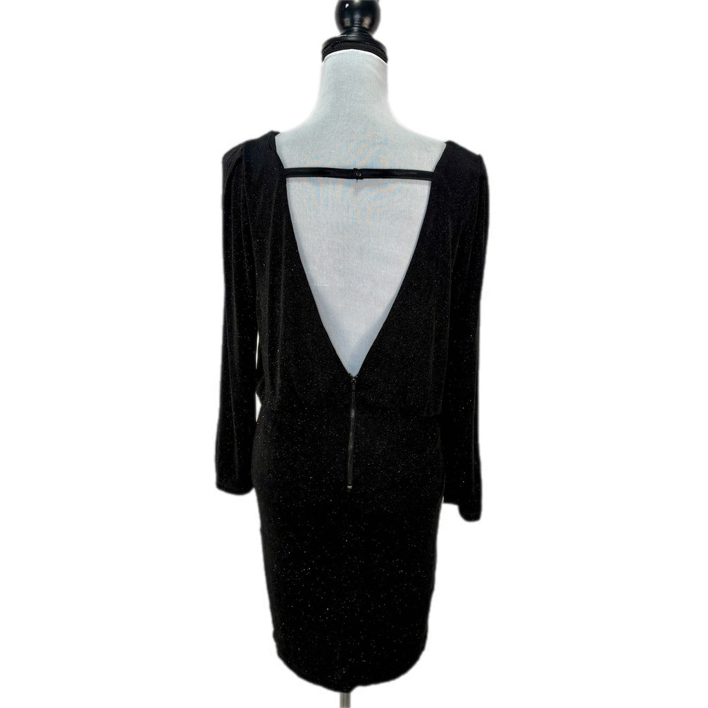 alice + olivia Black Sparkly Open Back Dress - Women's Size L