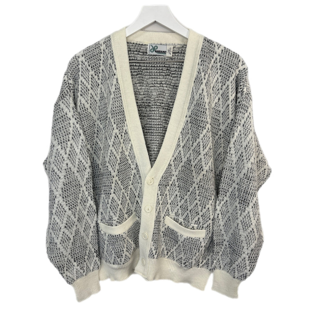 Vintage Diamond Pattern Grandpa Cardigan Made in USA - Men's Size XL