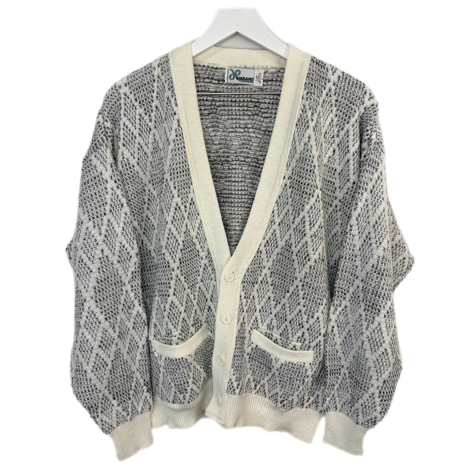 Vintage Diamond Pattern Grandpa Cardigan Made in USA - Men's Size XL