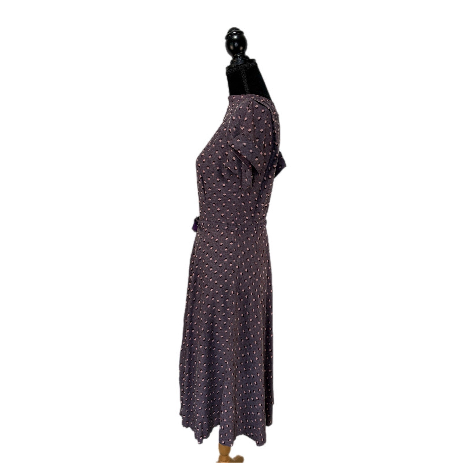 Vintage Retro Purple Distorted Dot Dress - Women's 8