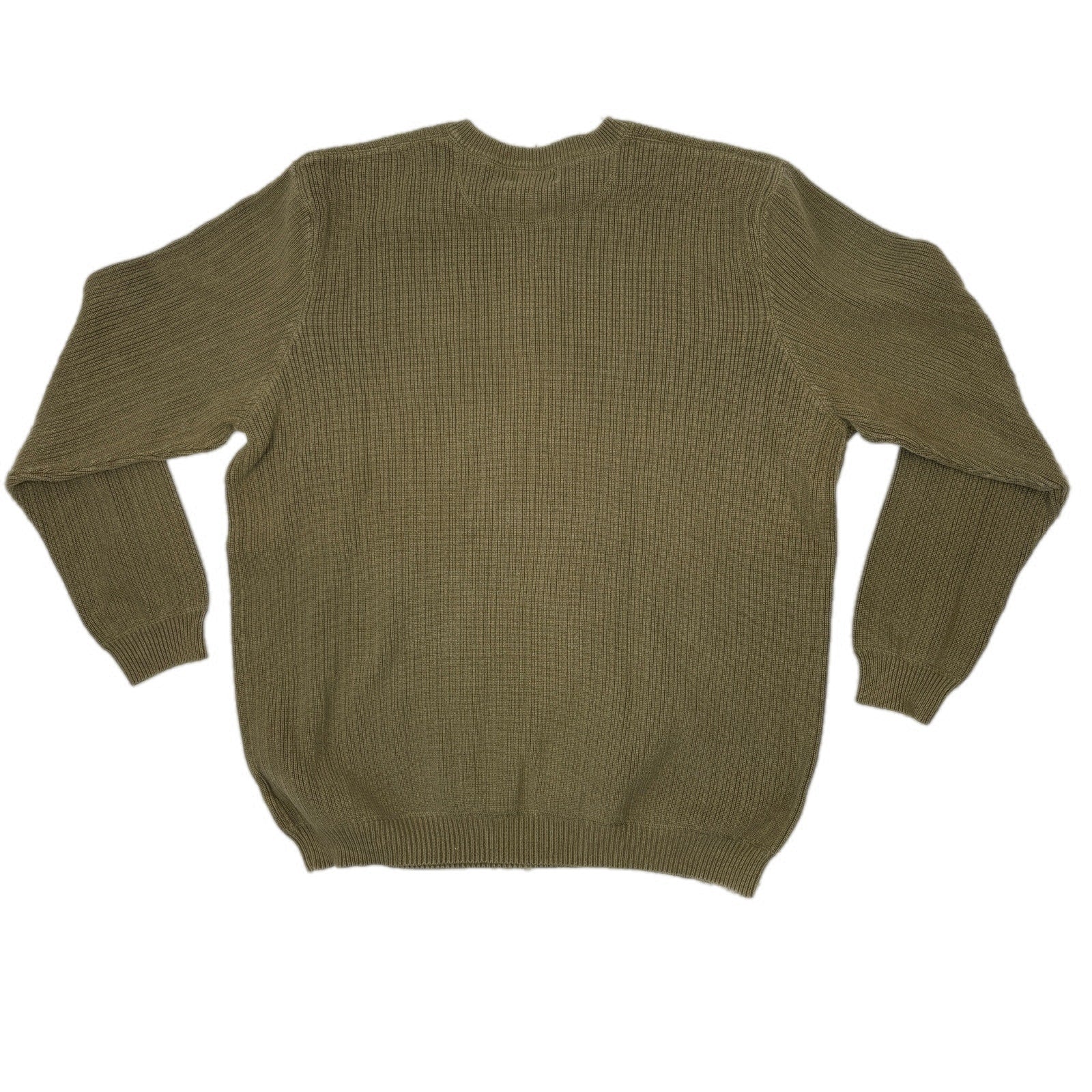 Vintage Eddie Bauer Moss Green Cotton Henley Sweater - Men's Size XL Tall
