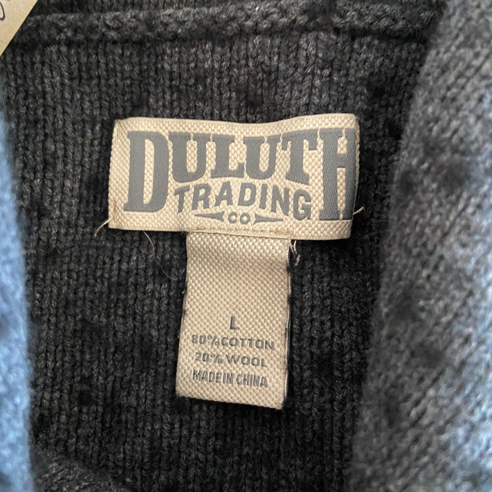 Duluth Trading Cotton Wool Blend Cowl Neck Sweater - Men's Size L