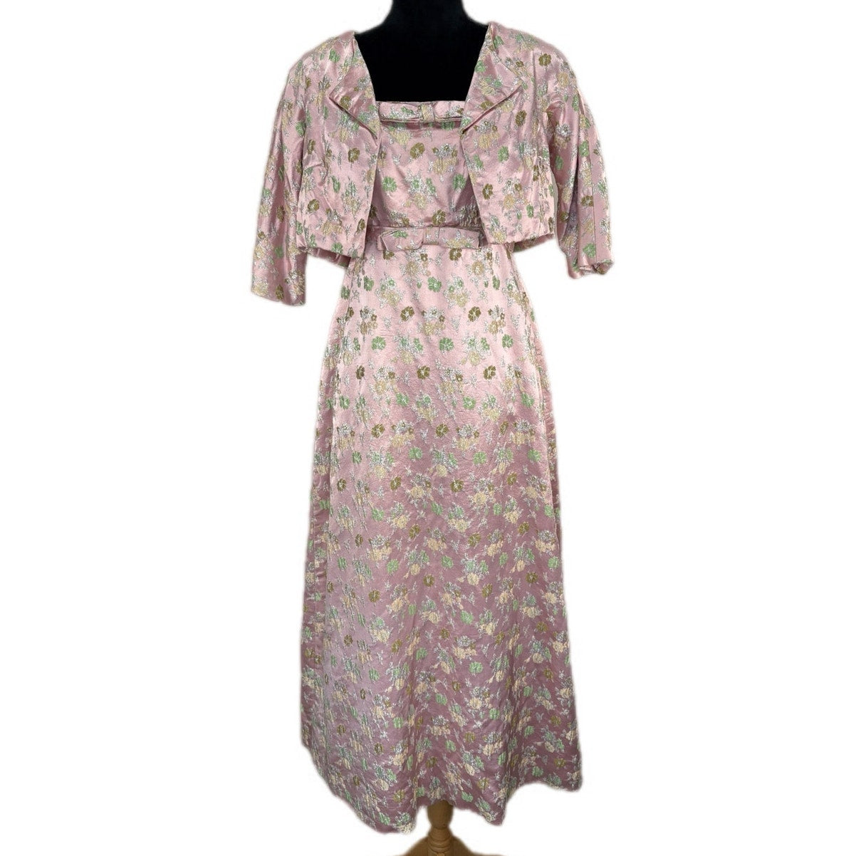 Vintage 60's Florence M. Schmeltzer Pink Floral 2 Piece Dress Set - Women's Size 6