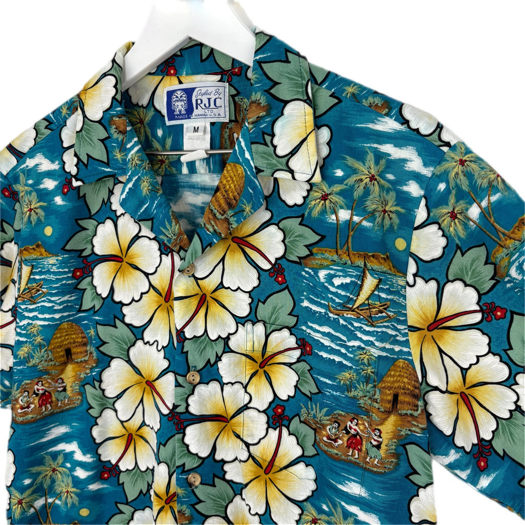 Vintage Hula Girls Hawaiian Shirt Made in USA - Men's Size M