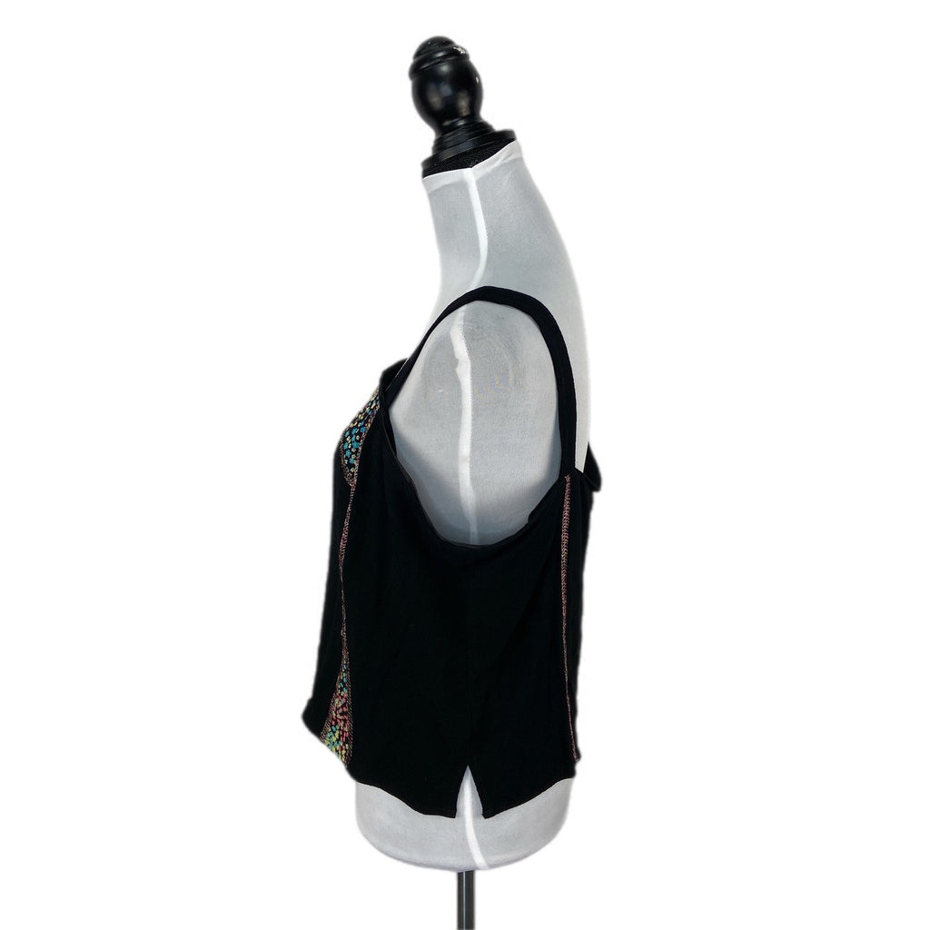 Tommy n Loulou Black Floral Crop Tank Top - Women's Size M