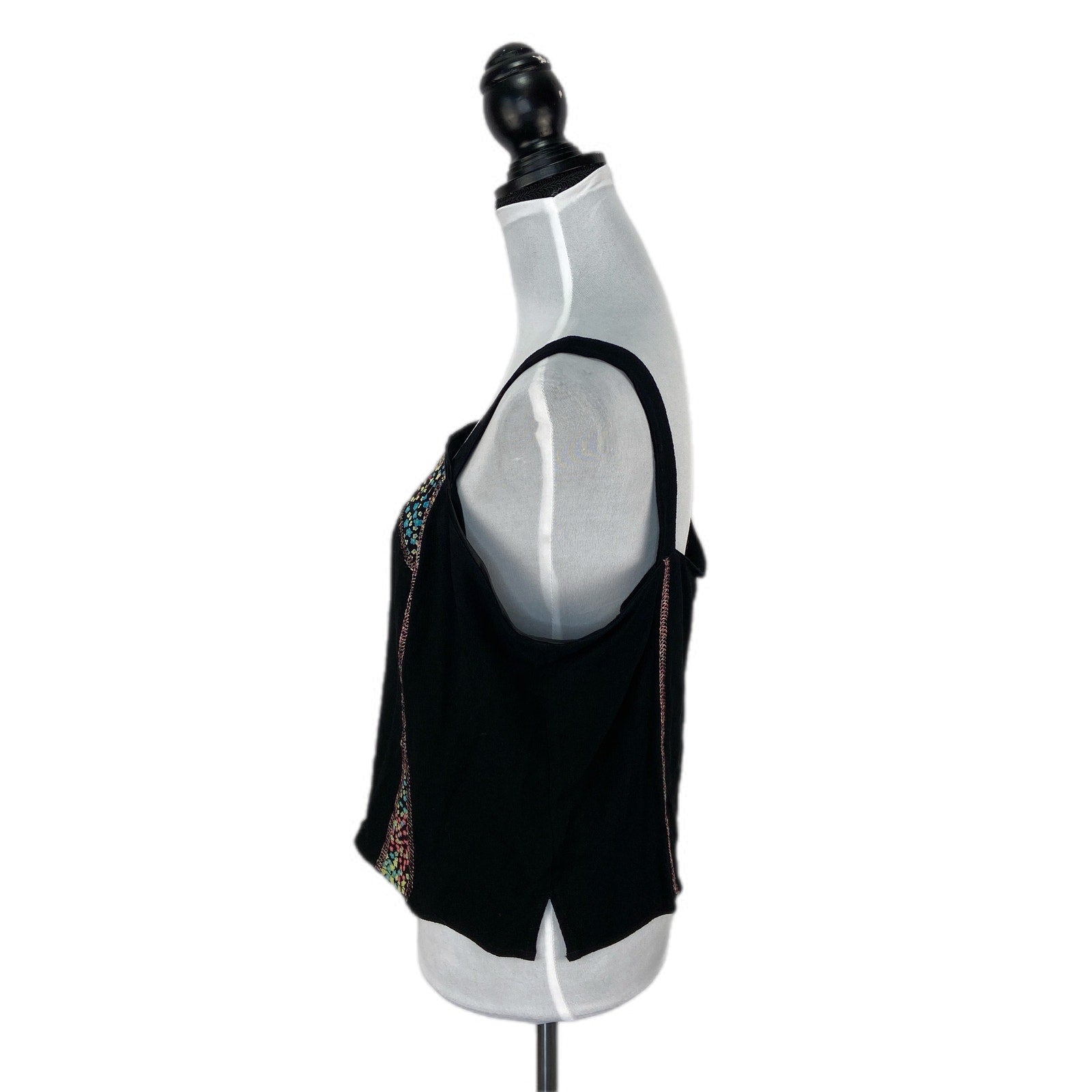 Tommy n Loulou Black Floral Crop Tank Top - Women's Size M