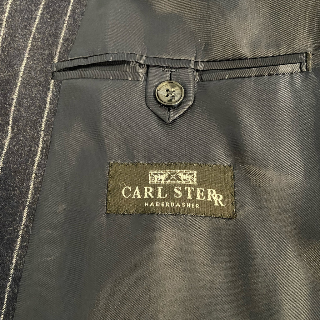 Carl Sterr Blue Pinstripe Wide Peak Collar Double Breasted Jacket - Men's 43XL