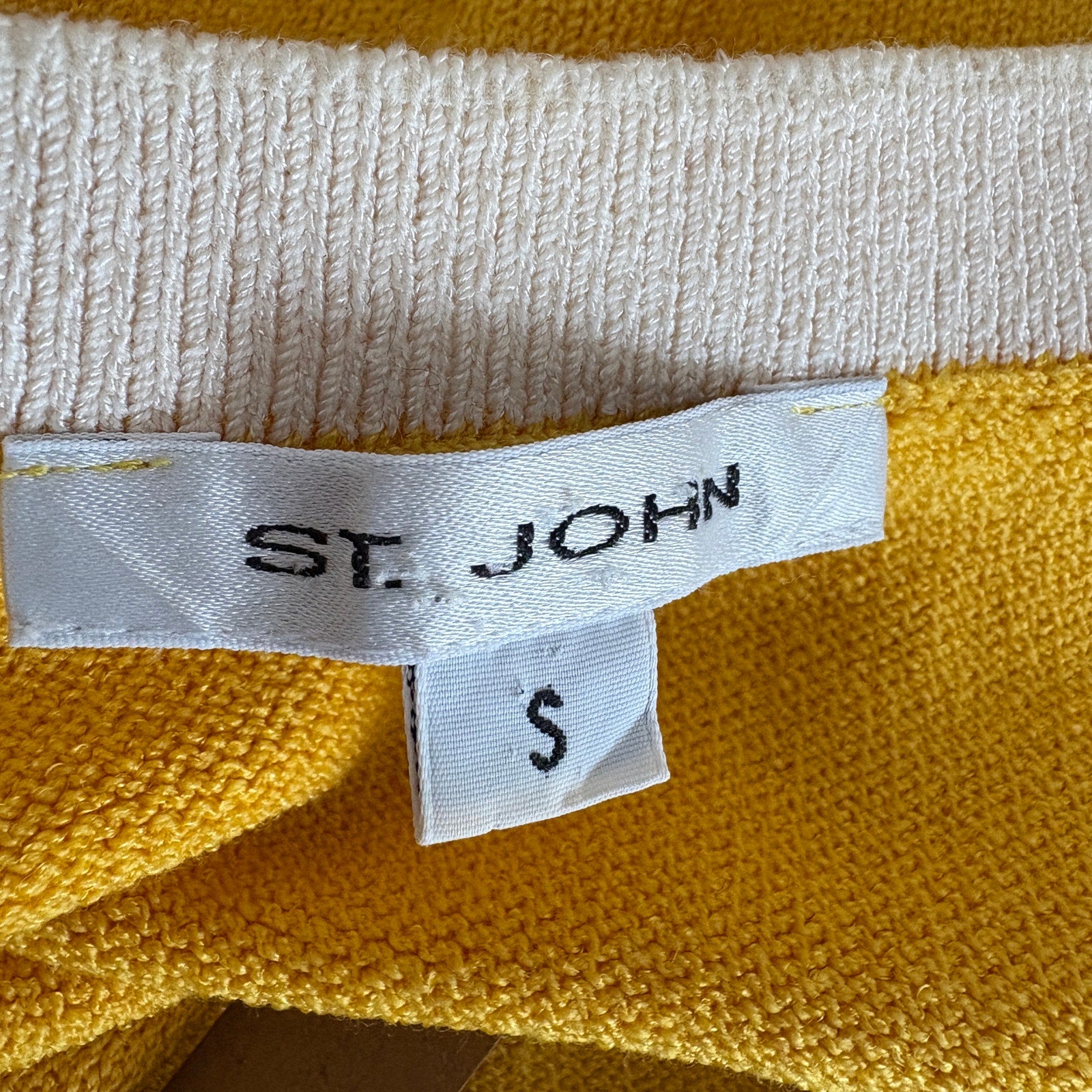 St. John Yellow White Trim Sleeveless Knit Tank - Women's Size Small