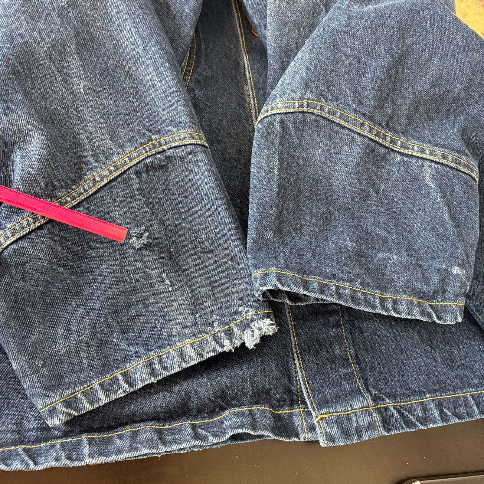 Vintage USA Made Cross Colours Dark Denim Long  Cargo Jacket - Men's Size 3X